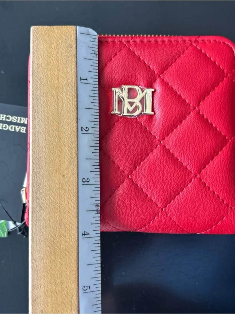 Badgley Mischka Red Card & Coin Purse Zip Around wallet Logo NWT MSRP 49.00